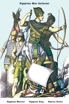Framed Egyptian War Uniforms: Egyptian Warrior, King and Driver Print