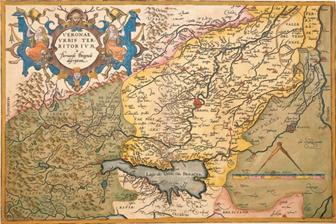 Framed Map of Northeastern Italy - Verona Print