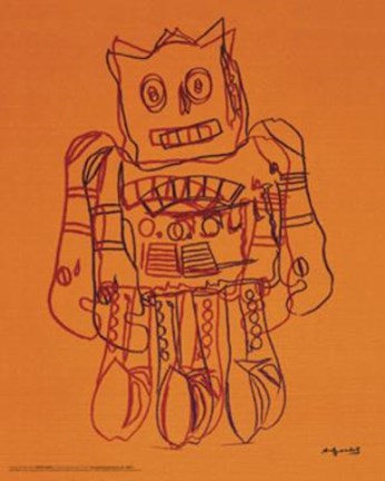 Framed Red Robot Print