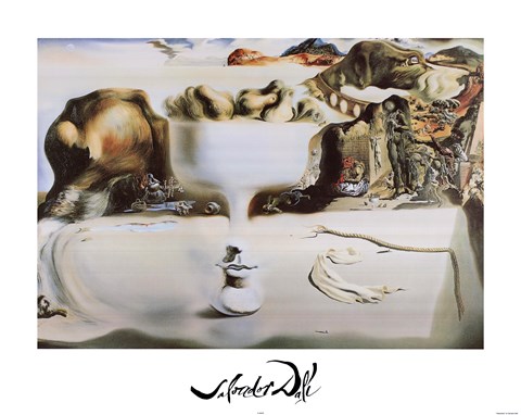 Framed Apparition of Face and Fruit Dish on a Beach, c.1938 Print