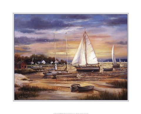 Framed Sailboats At The Shore Print