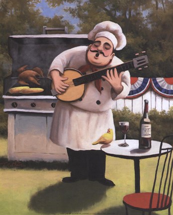 Framed Barbecue Chef - Banjo Print