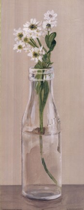 Framed White Flowers In Bottle Print