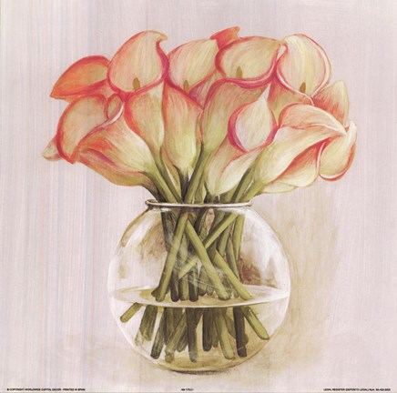 Framed Orange Cala Lilies In Vase Print
