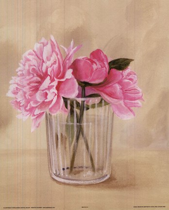 Framed Pink Roses In Vase Print