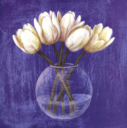 Framed White Tulips In Vase Print