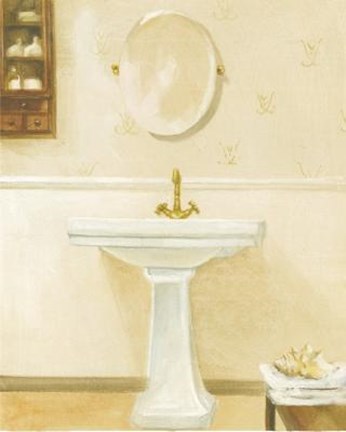 Framed Sink With Mirror And Table Print