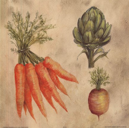 Framed Carrots Artichoke Print