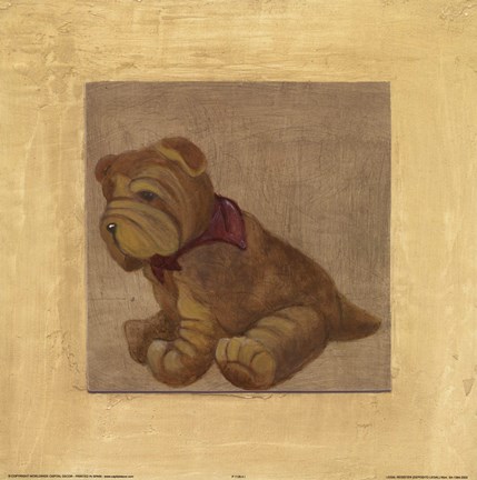 Framed Brown Dog With Red Scar Print