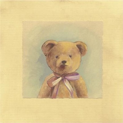 Framed Bear With Pink Ribbon Print