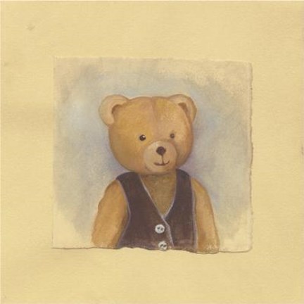 Framed Bear With Brown Vest Print