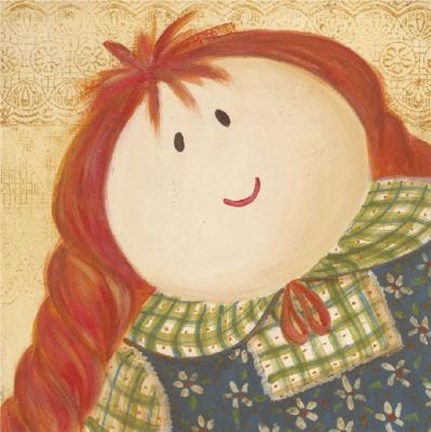 Framed Doll With Red Hair Braids Print