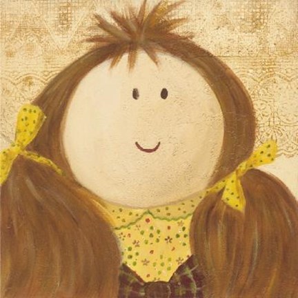 Framed Doll With Brown Hair Pigtails Print
