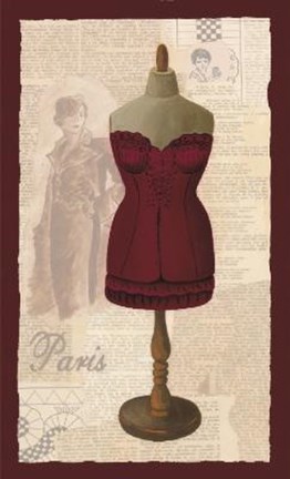 Framed Red Paris Corset Print