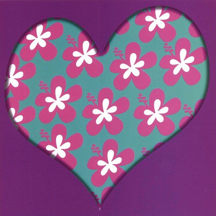 Framed Pink Flowered Heart Print
