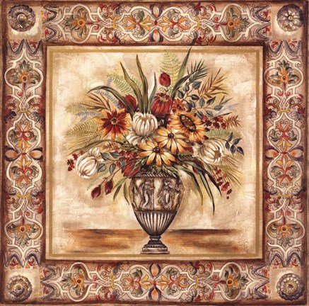 Framed Floral Tapestry I Print