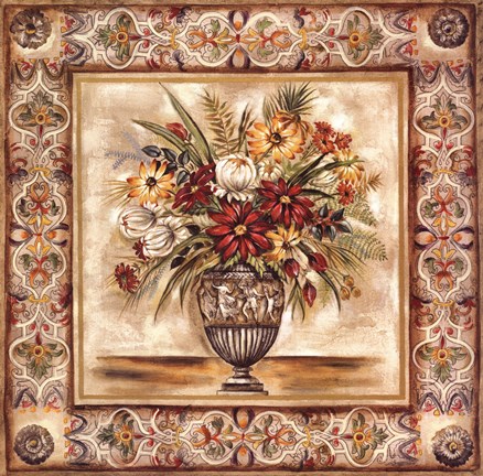 Framed Floral Tapestry II Print