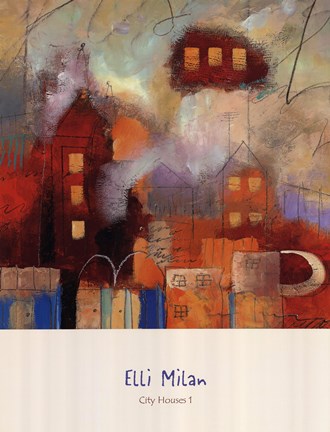 Framed City Houses I Print