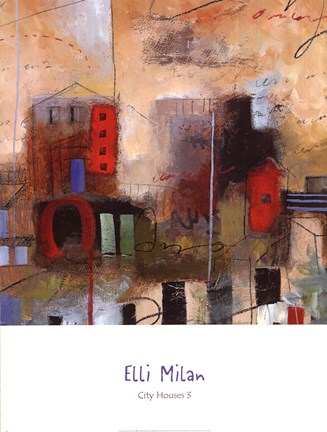 Framed City Houses III Print