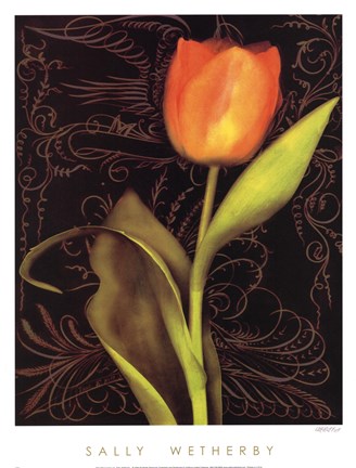 Framed Tulip Manuscript I Print