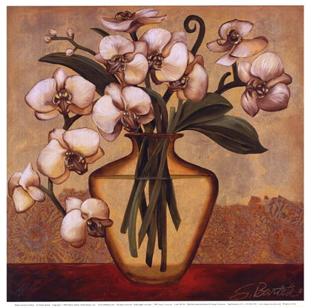 Framed White Autumn Orchids Print