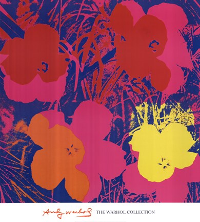 Framed Flowers, 1970 (red, yellow, orange on blue) Print