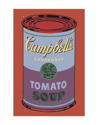 Framed Campbell&#39;s Soup Can, 1965 (blue &amp; purple) Print