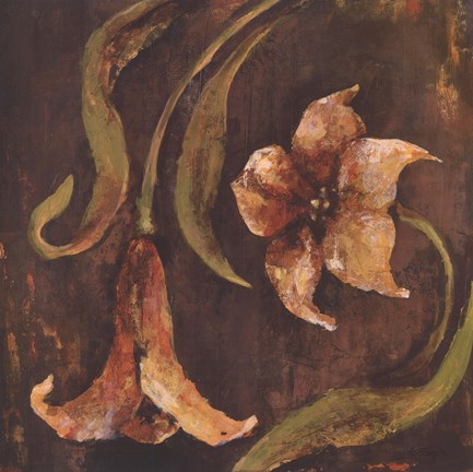 Framed Flowers and Leaves I Print