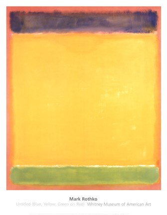 Framed Untitled (Blue, Yellow, Green on Red), 1954 Print