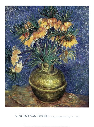 Framed Crown Imperial Fritillaries in a Copper Vase, 1886 Print