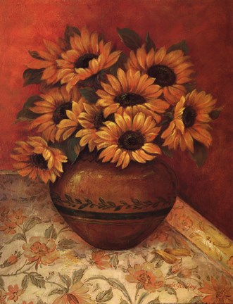 Framed Tuscan Sunflowers II Print