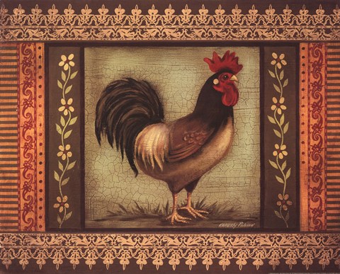 Framed Mediterranean Rooster I Print