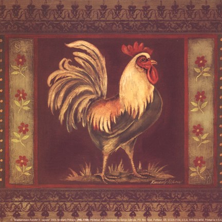 Framed Mediterranean Rooster II - Square Print
