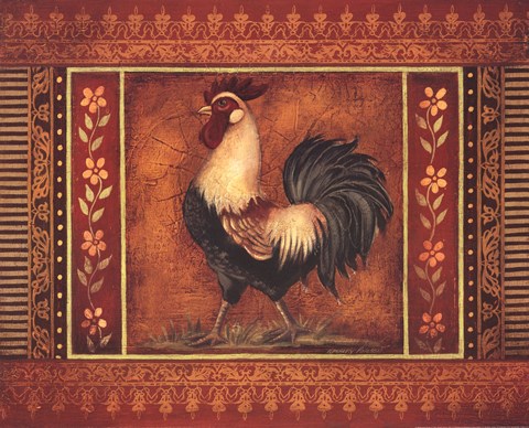 Framed Mediterranean Rooster III Print