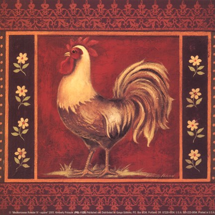 Framed Mediterranean Rooster IV - Square Print