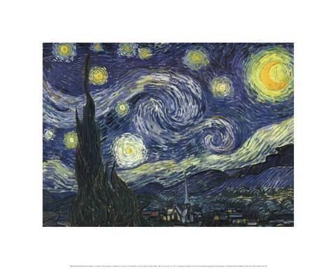 Framed Starry Night, c.1889 Print