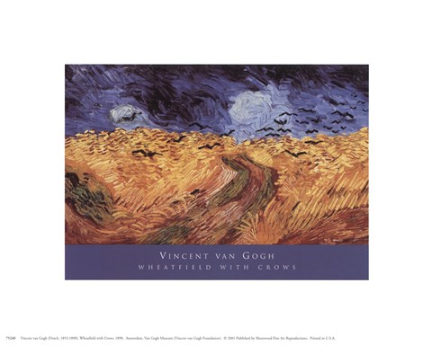 Framed Wheatfield with Crows, c.1890 Print