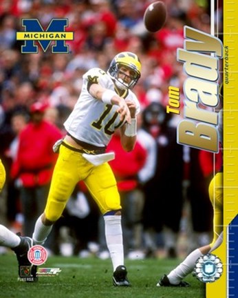 Framed Tom Brady - University of Michigan - Passing Print