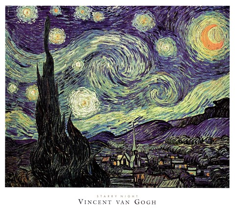 Framed Starry Night, c.1889 Print