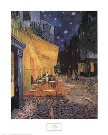 Framed Cafe Terrace on the Place du Forum, Arles, at Night, c.1888 Print