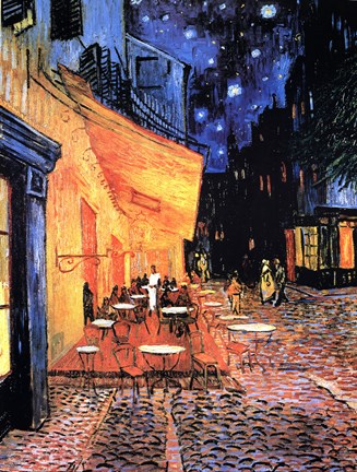 Framed Cafe Terrace on the Place du Forum, Arles, at Night, c.1888 Print