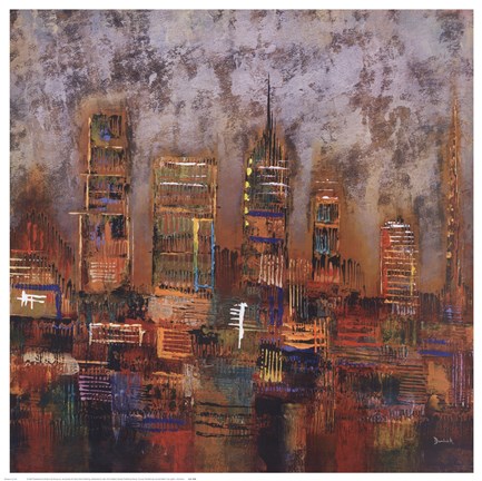 Framed City Lights I Print