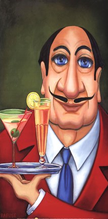 Framed Sirio the Waiter Print