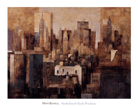 Framed Manhattan &amp; Black Structures Print
