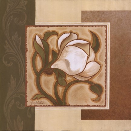 Framed Golden Magnolia I Print