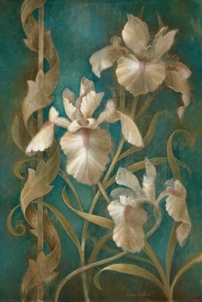 Framed Irises on Teal Print