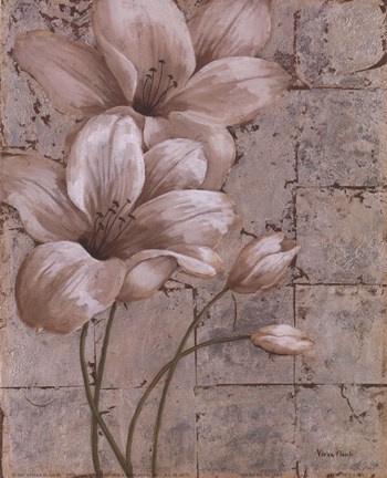 Framed Lilies on Silver I Print