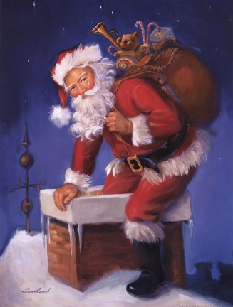 Framed Santa in Chimney Print