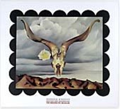 Framed Ram's Head, White Hollyhock and Little Hills Print