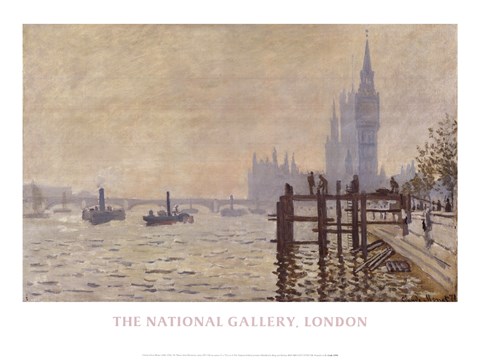 Framed Thames below Westminster Print